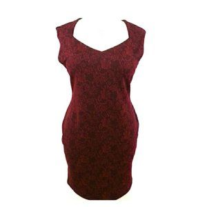 Sexy Forever 21 Burgundy Black Floral Stretch Bodycon Mini Dress Size 3X
